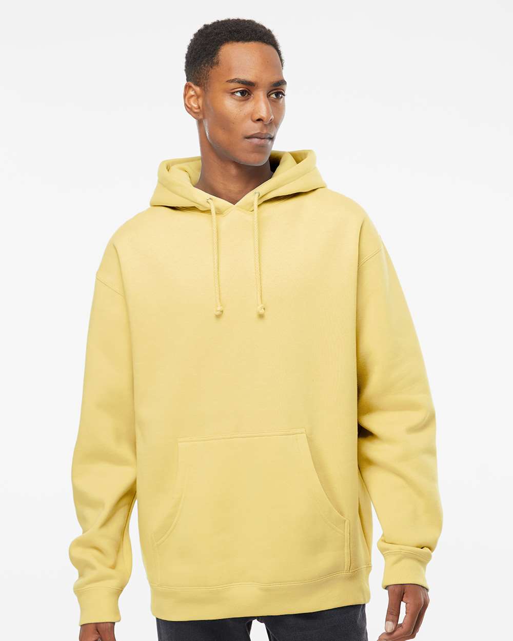 Unisex Heavyweight Hooded Sweatshirt - OnModelFront - B22276402 - Light Yellow