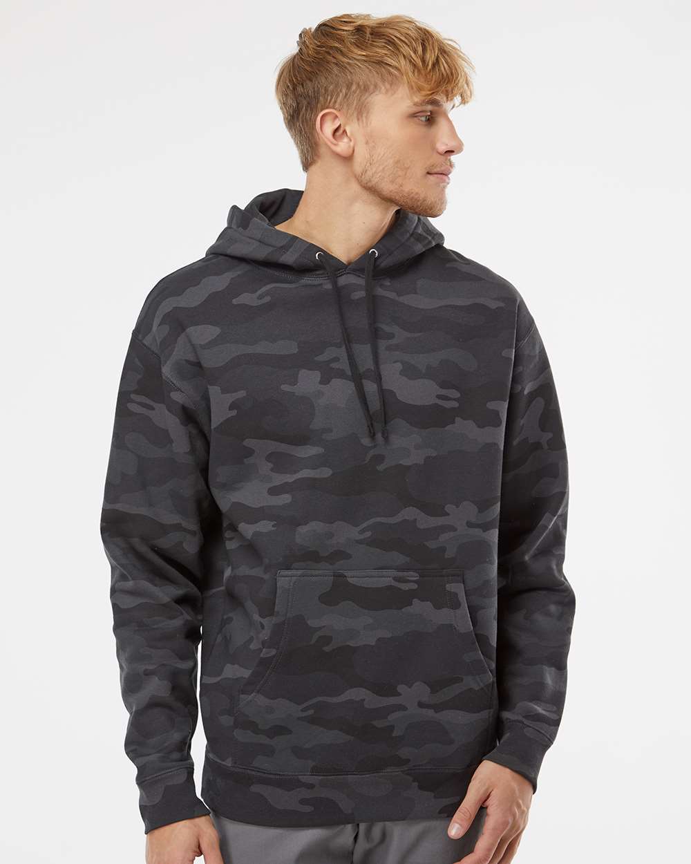 Unisex Heavyweight Hooded Sweatshirt - OnModelFront - B22276512 - Black Camo