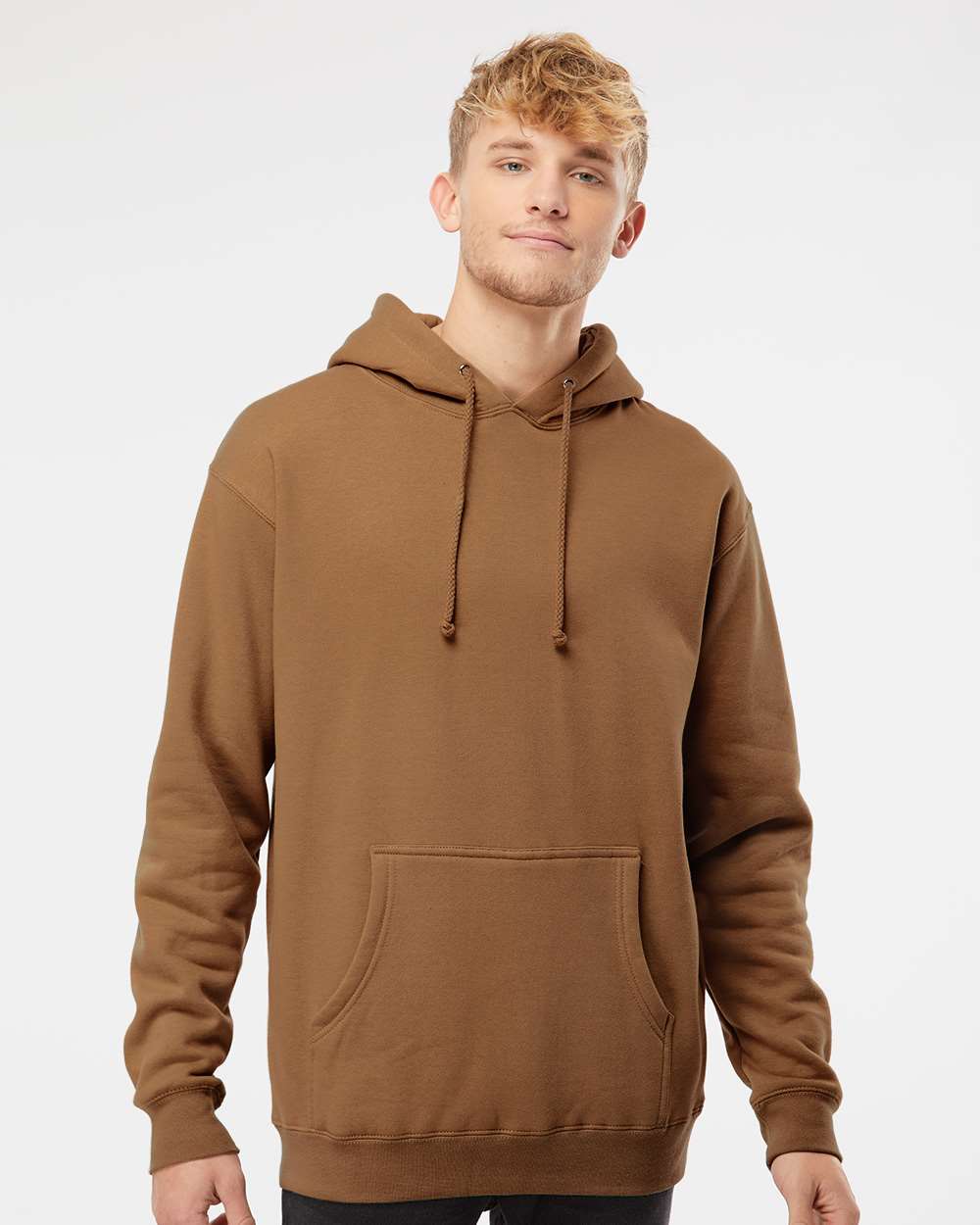 Unisex Heavyweight Hooded Sweatshirt - OnModelFront - B22276562 - Saddle