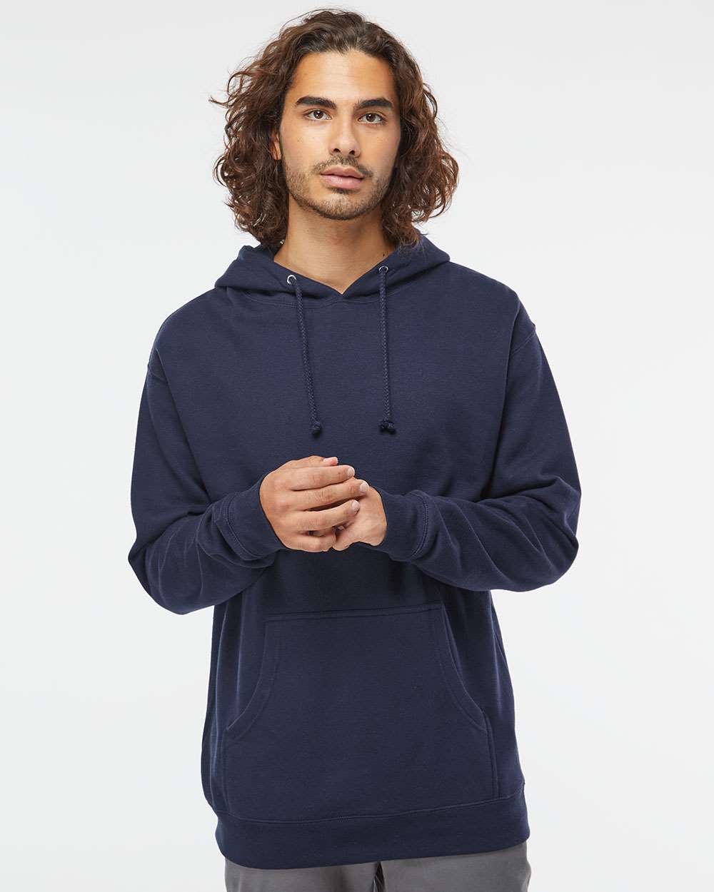 Unisex Heavyweight Hooded Sweatshirt - OnModelFront - B22276653 - Classic Navy