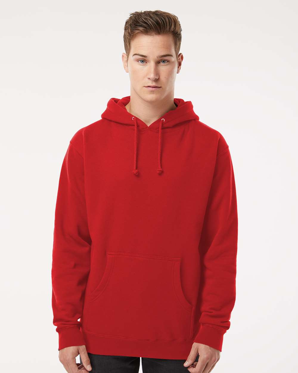 Unisex Heavyweight Hooded Sweatshirt - OnModelFront - B22276702 - Red