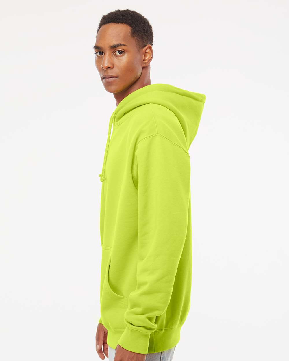 Unisex Heavyweight Hooded Sweatshirt - OnModelSide - B22276172 - Safety Yellow