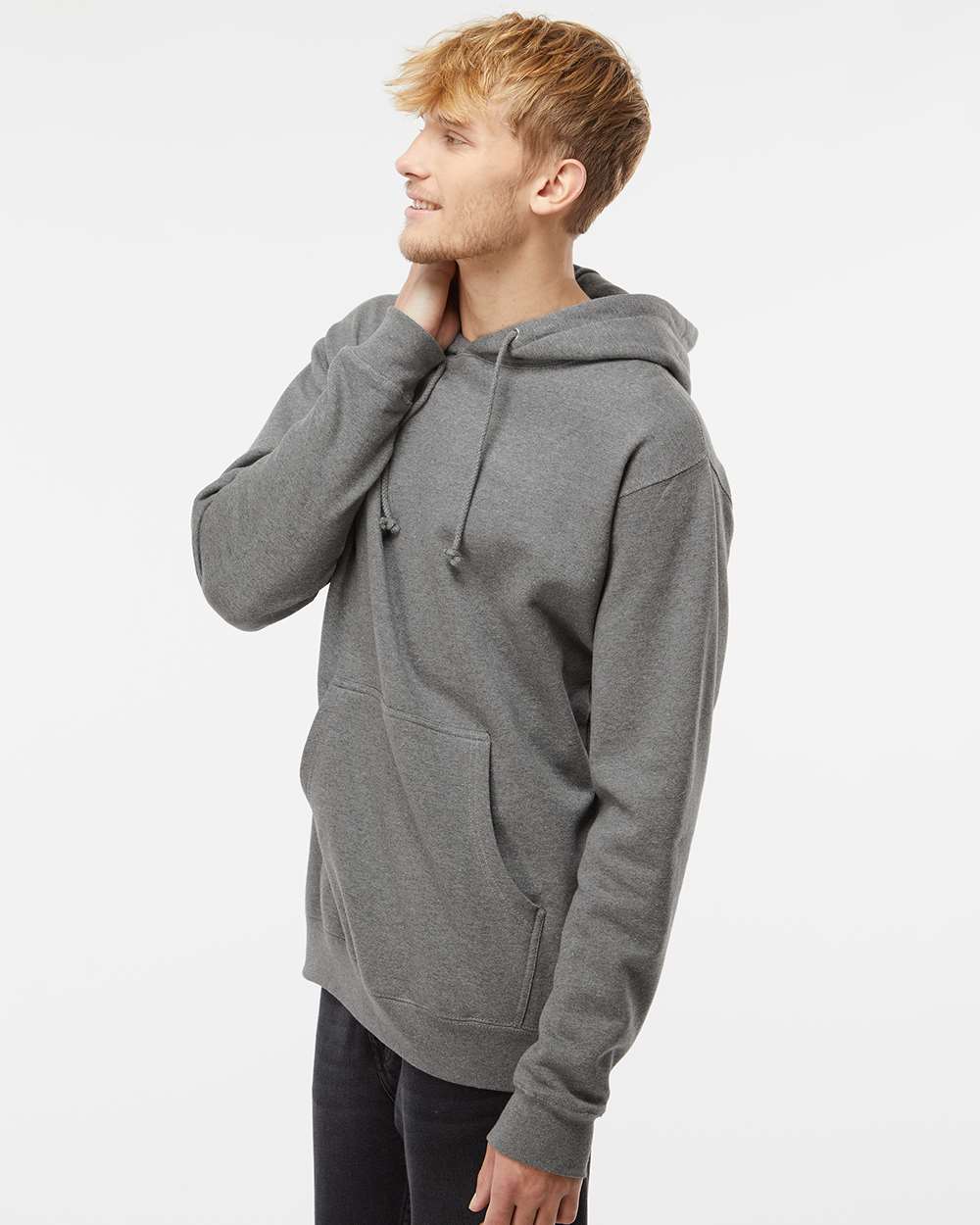 Unisex Heavyweight Hooded Sweatshirt - OnModelSide - B22276362 - Gunmetal Heather