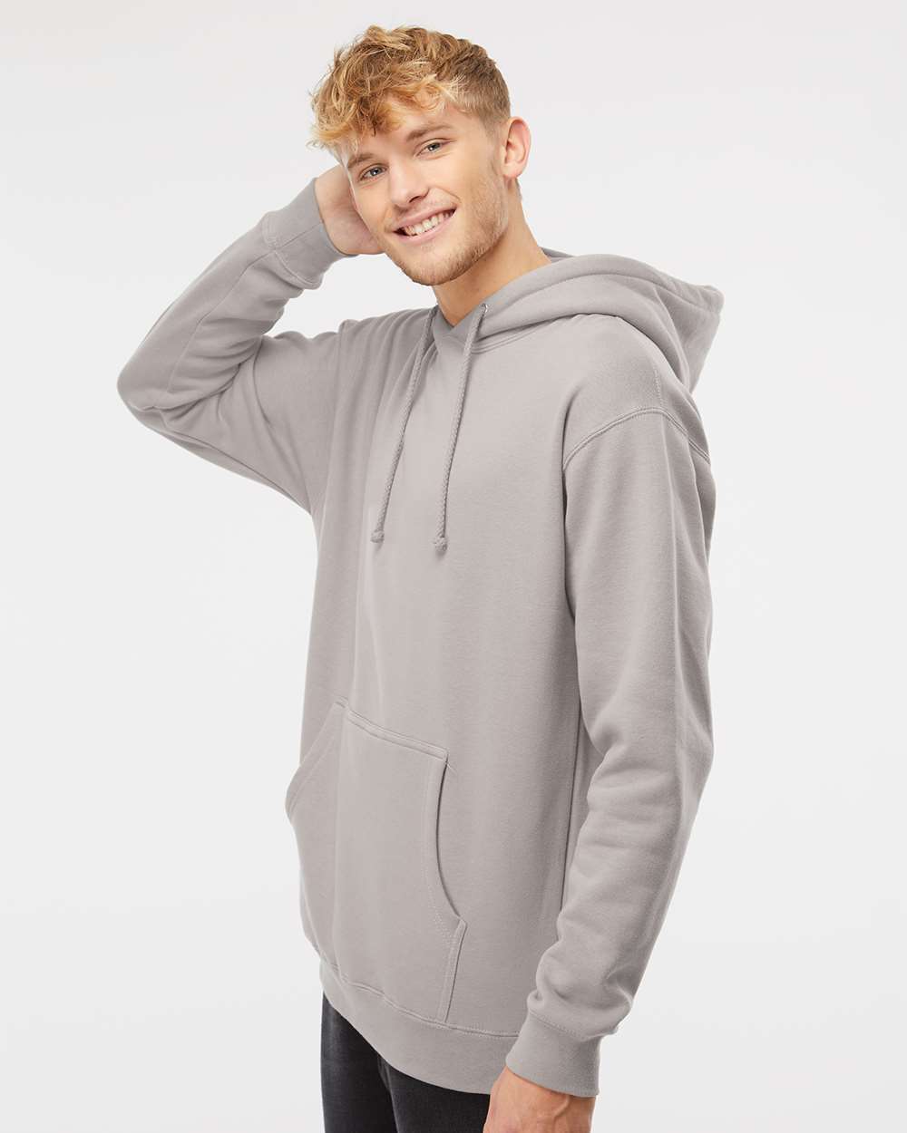 Unisex Heavyweight Hooded Sweatshirt - OnModelSide - B22276412 - Cement