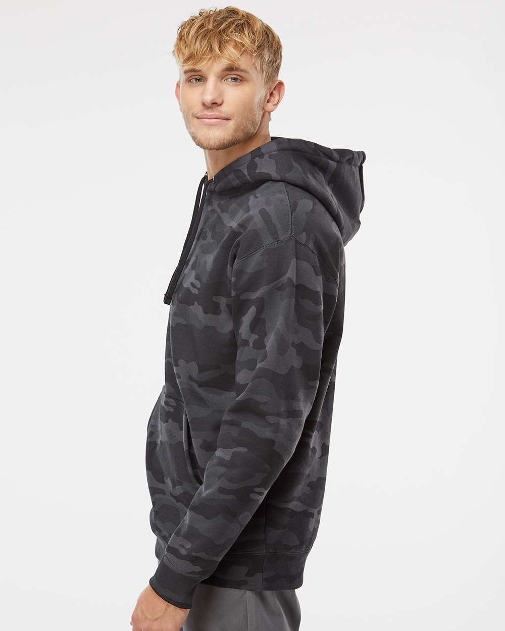 Unisex Heavyweight Hooded Sweatshirt - OnModelSide - B22276512 - Black Camo