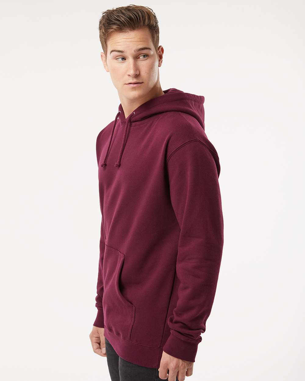 Unisex Heavyweight Hooded Sweatshirt - OnModelSide - B22276532 - Maroon
