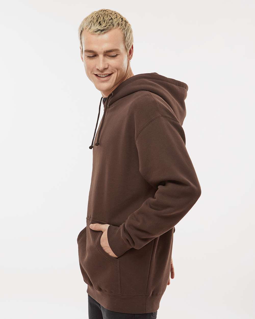 Unisex Heavyweight Hooded Sweatshirt - OnModelSide - B22276572 - Brown