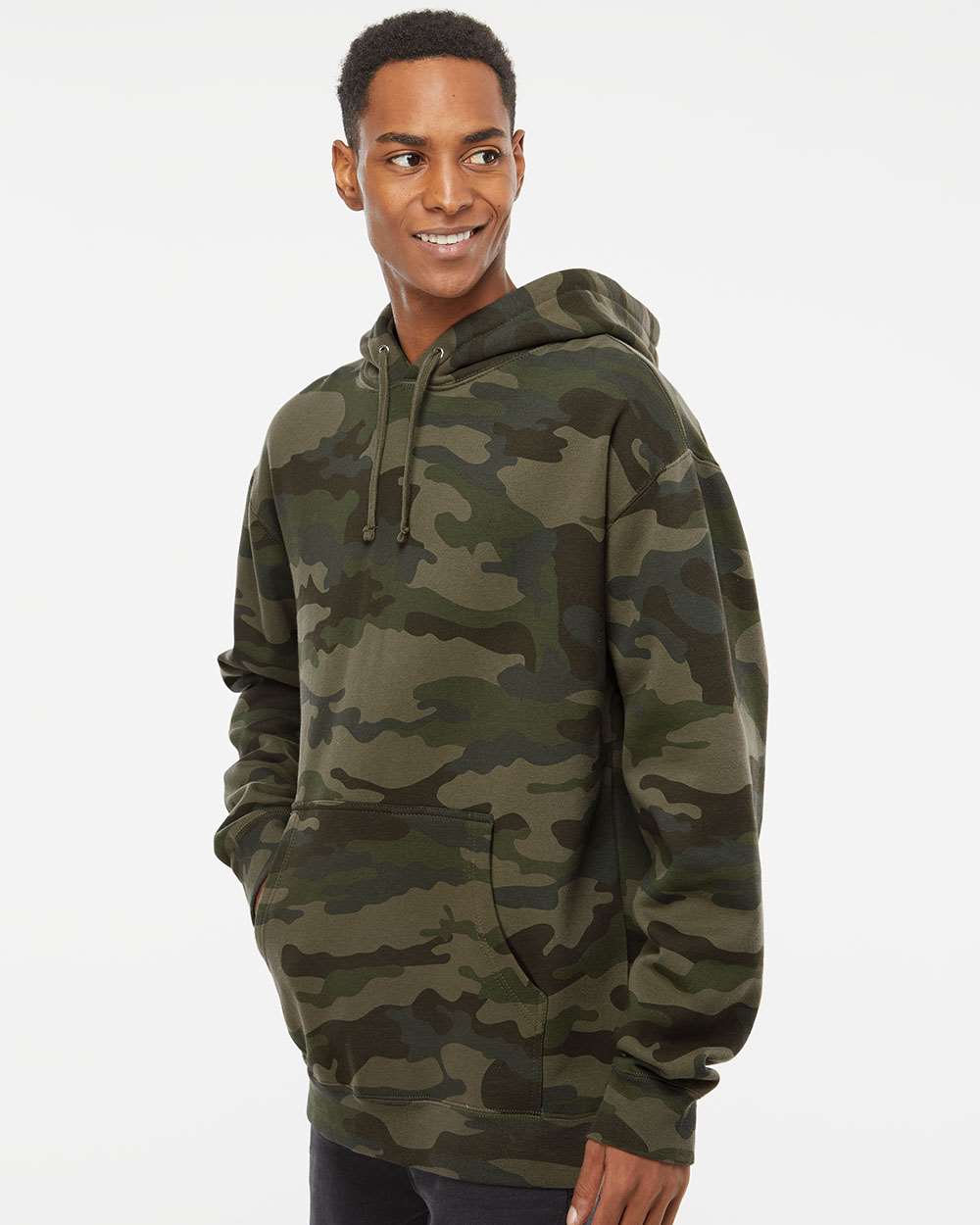 Unisex Heavyweight Hooded Sweatshirt - OnModelSide - B22276612 - Forest Camo