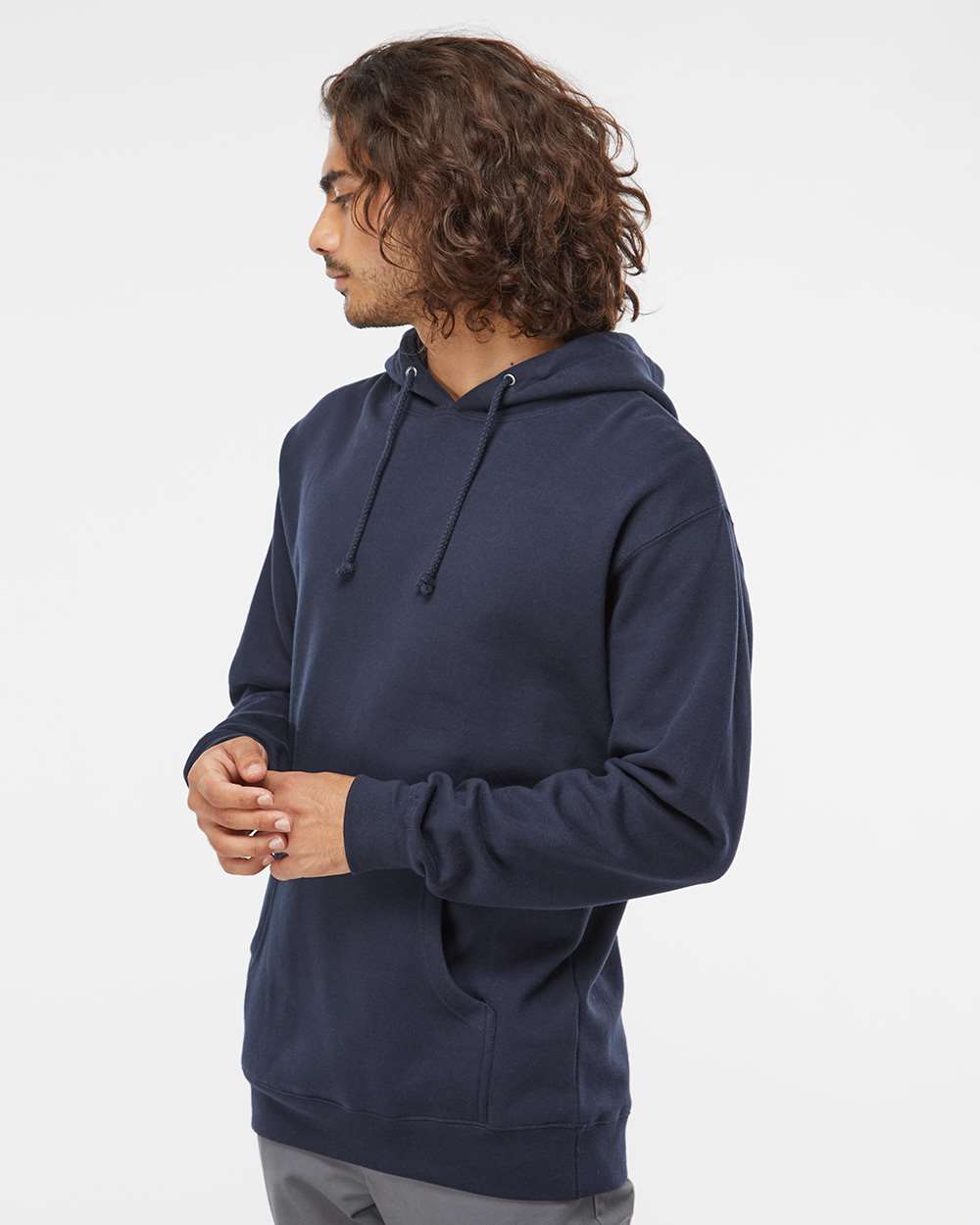 Unisex Heavyweight Hooded Sweatshirt - OnModelSide - B22276662 - Slate Blue