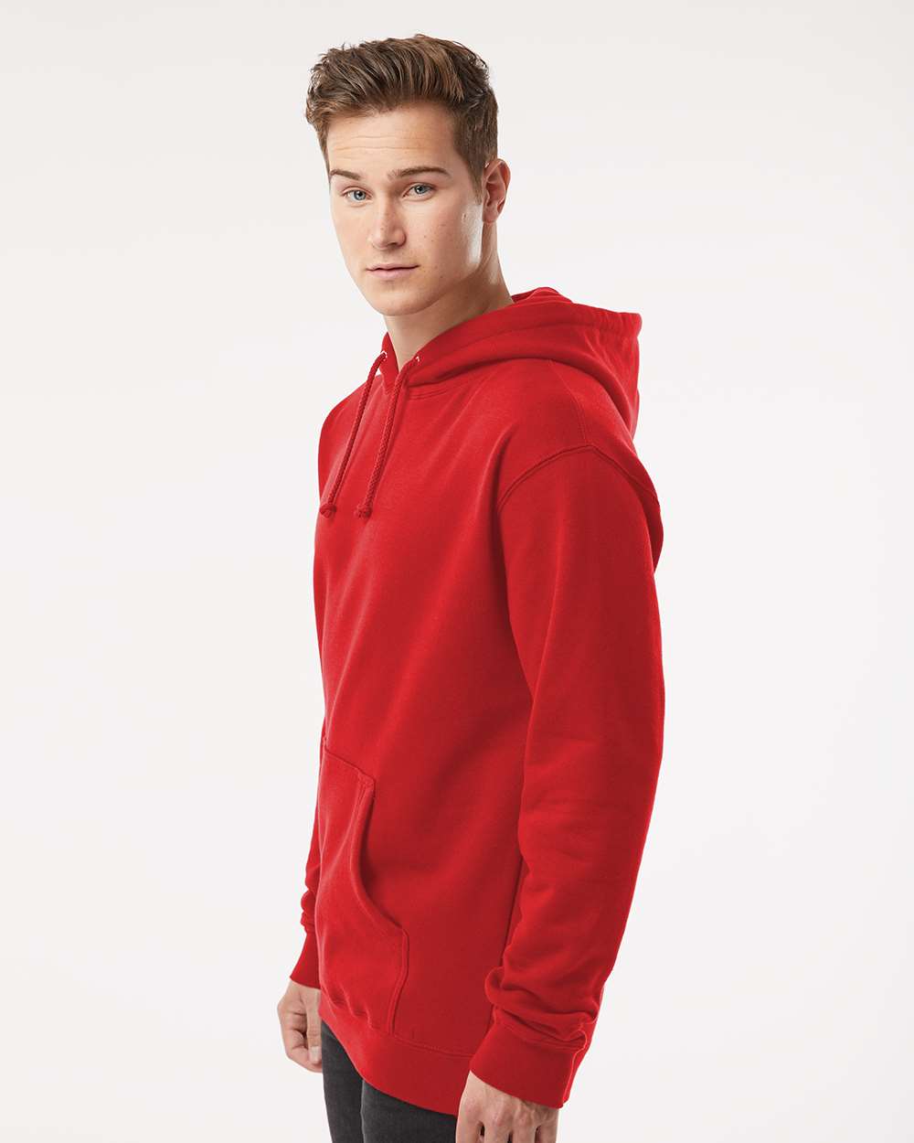 Unisex Heavyweight Hooded Sweatshirt - OnModelSide - B22276702 - Red
