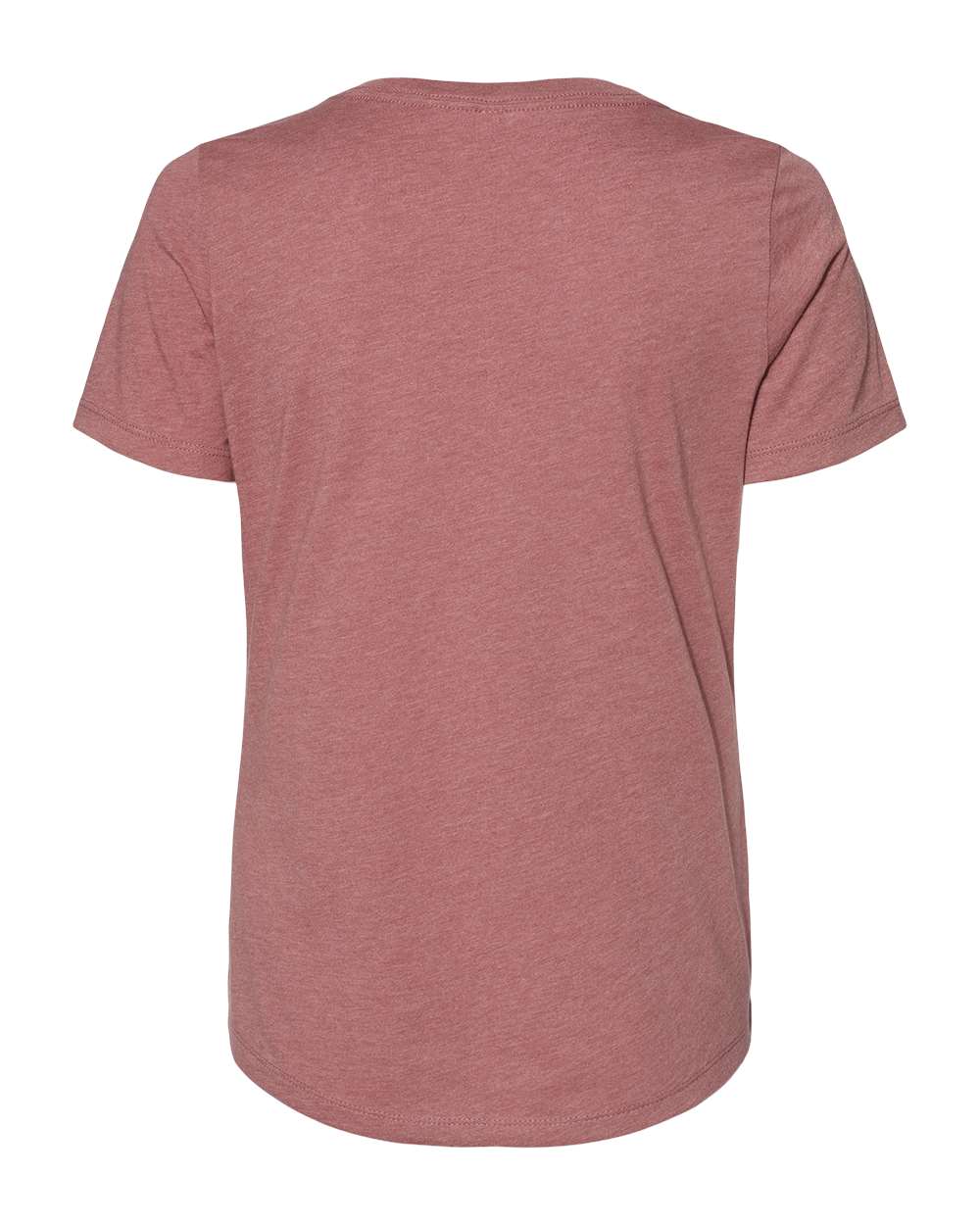 Women's Relaxed Heather CVC V-Neck Tee - Back - B83006303 - Heather Mauve