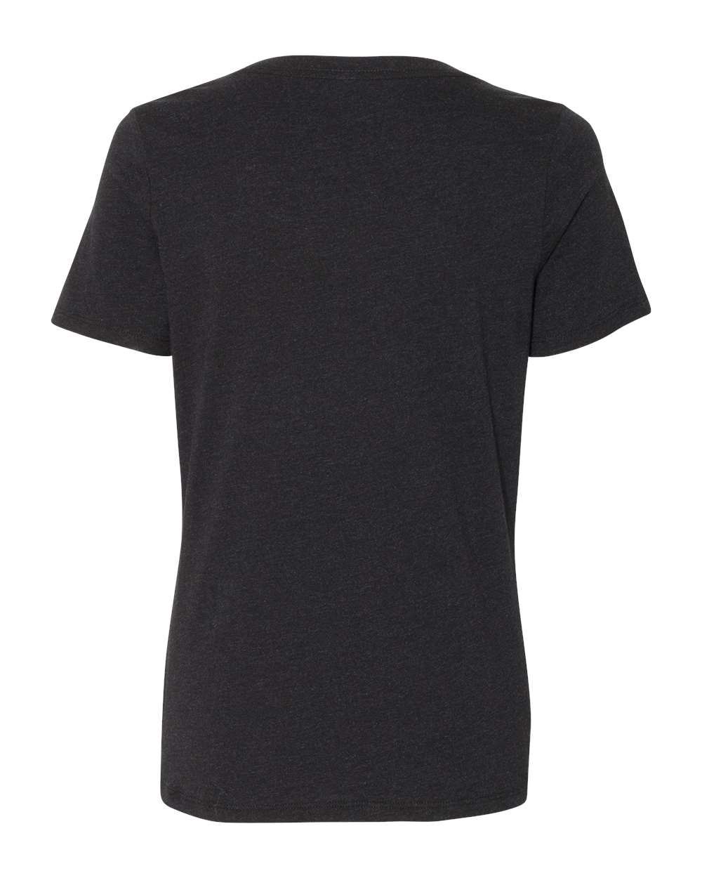 Women's Relaxed Heather CVC V-Neck Tee - Back - B83006503 - Black Heather