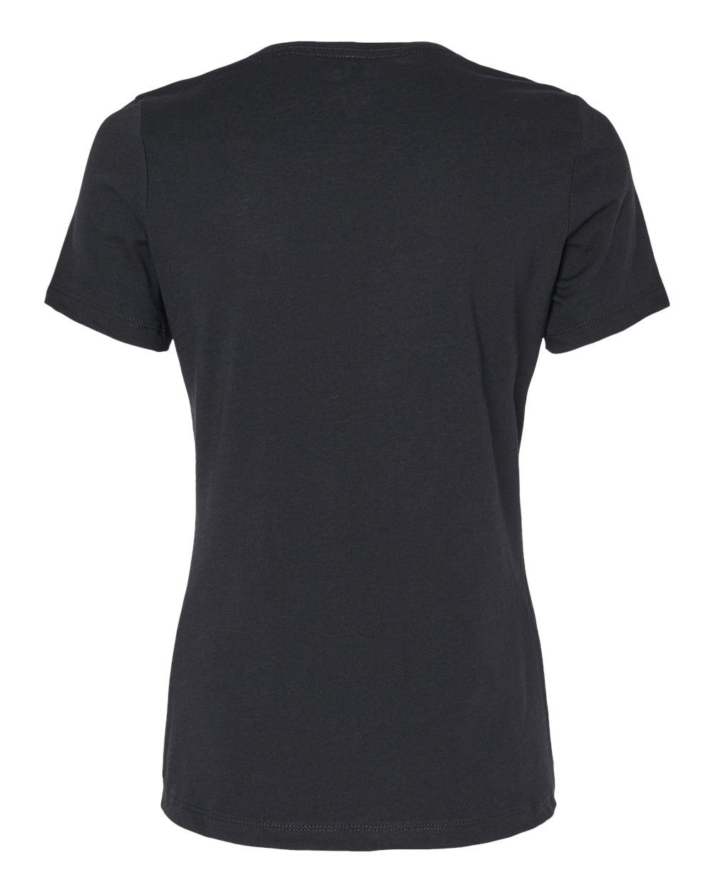Women's Relaxed Heather CVC V-Neck Tee - Back - B83006513 - Solid Black Blend