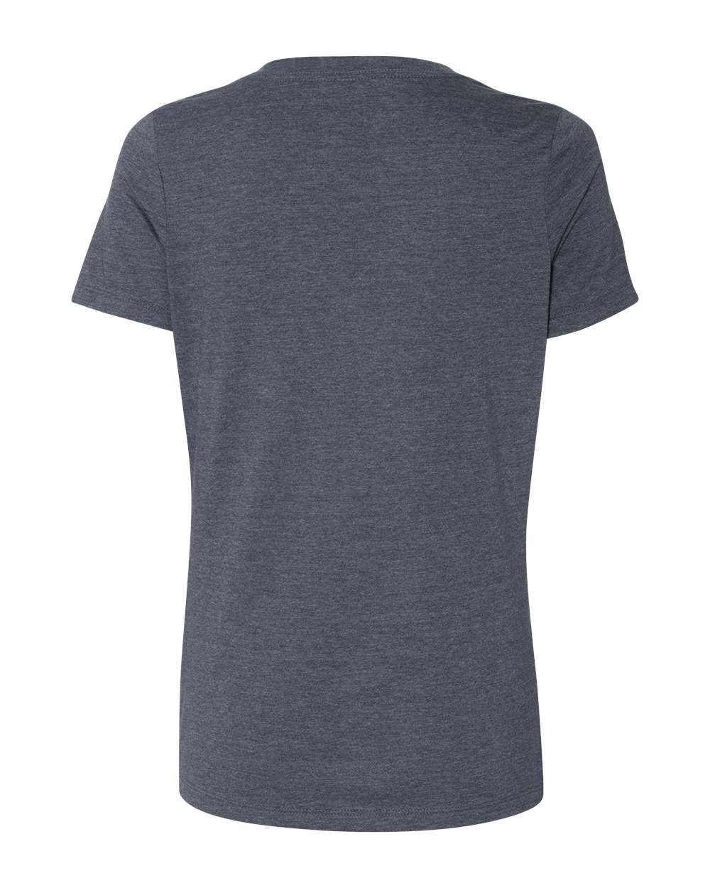 Women's Relaxed Heather CVC V-Neck Tee - Back - B83006653 - Heather Navy