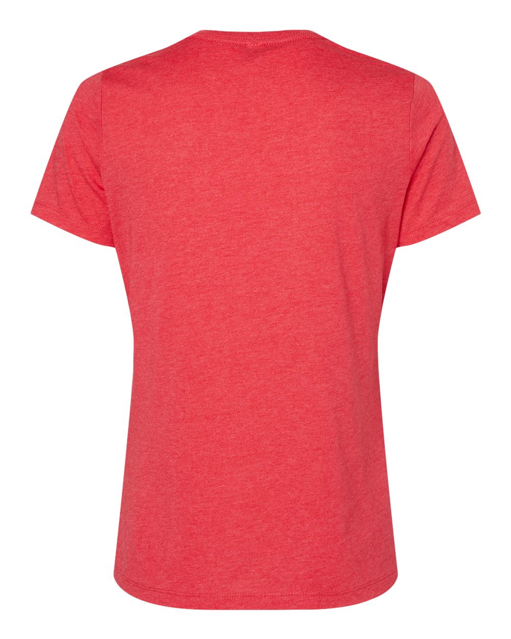 Women's Relaxed Heather CVC V-Neck Tee - Back - B83006703 - Heather Red