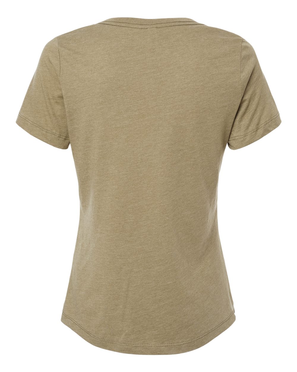 Women's Relaxed Heather CVC V-Neck Tee - Back - B83006753 - Heather Olive