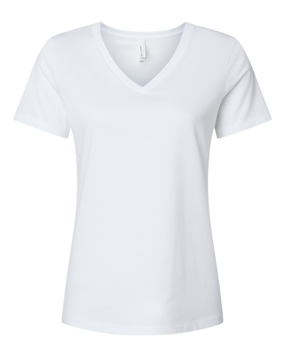 Women's Relaxed Heather CVC V-Neck Tee - Front - B83006013 - Solid White Blend