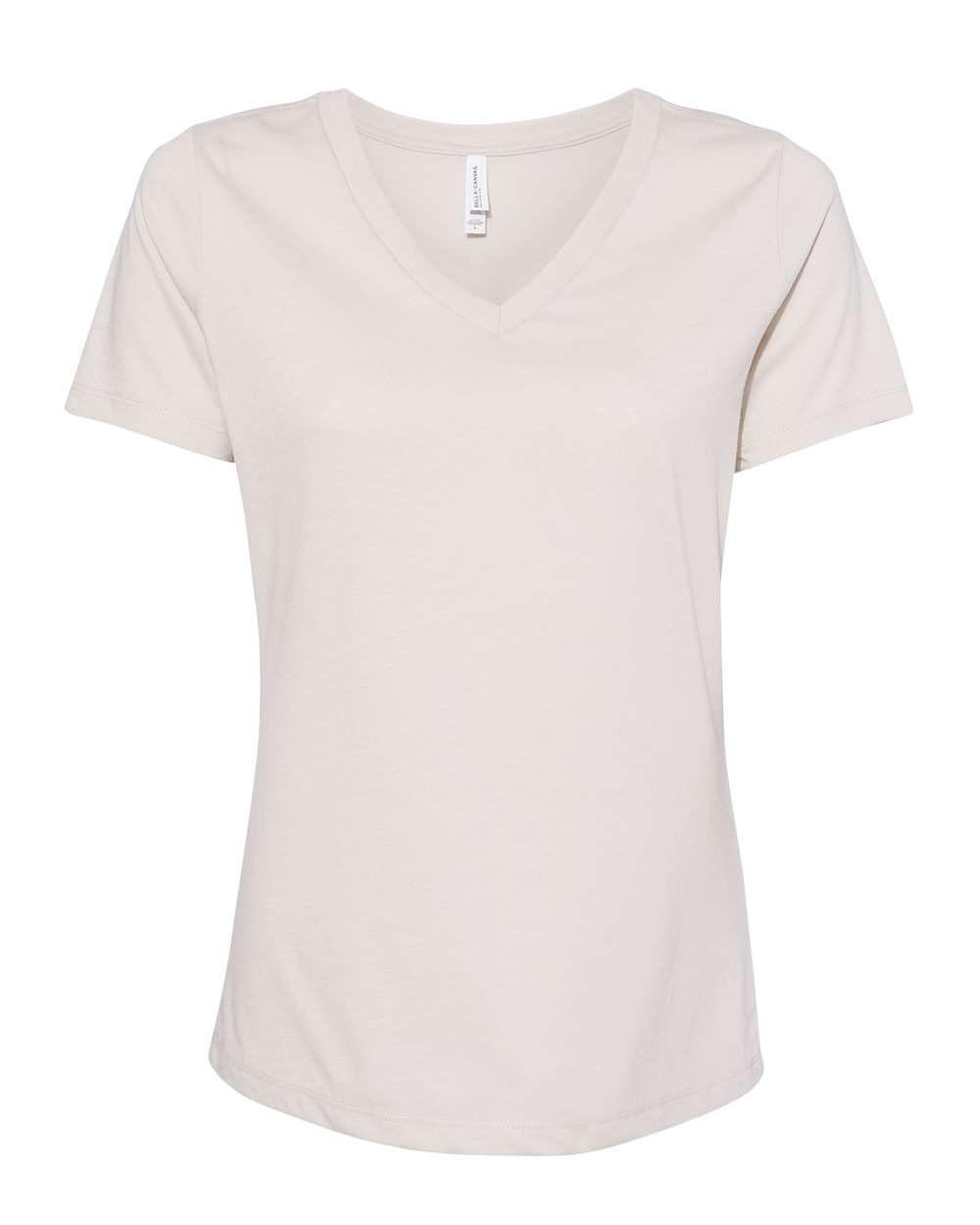 Women's Relaxed Heather CVC V-Neck Tee - Front - B83006253 - Heather Dust
