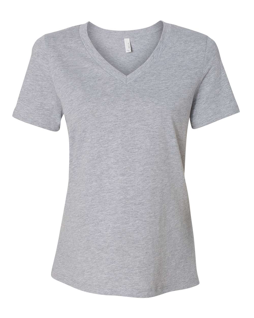 Women's Relaxed Heather CVC V-Neck Tee - Front - B83006583 - Athletic Heather