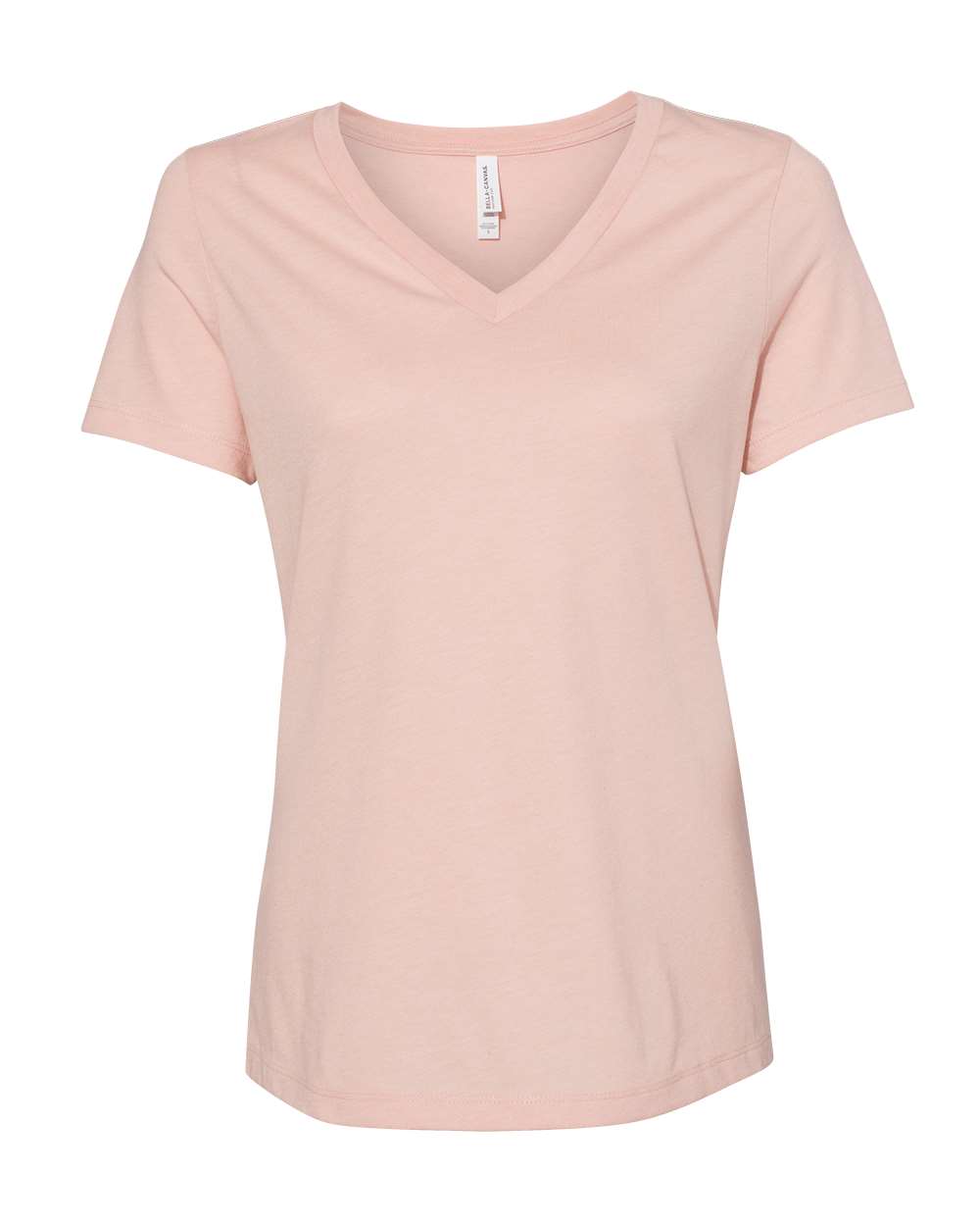 Women's Relaxed Heather CVC V-Neck Tee - Front - B83006673 - Heather Peach