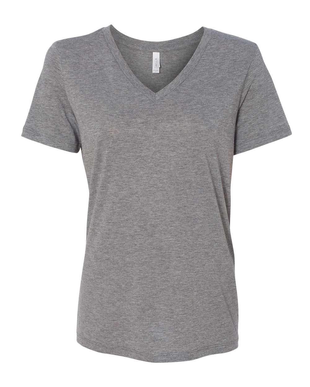 Women's Relaxed Triblend V-Neck Tee - Front - B81006593 - Grey Triblend