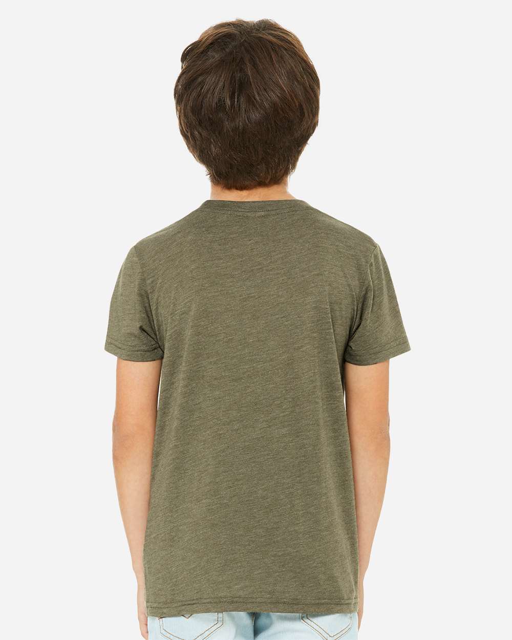 Youth Triblend Tee - OnModelBack - B13906103 - Olive Triblend
