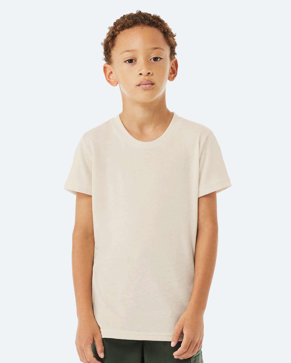 Youth Triblend Tee - OnModelFront - B13906293 - Solid Natural Triblend