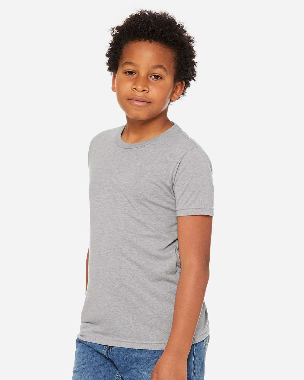 Youth Triblend Tee - OnModelSide - B13906023 - Athletic Grey Triblend