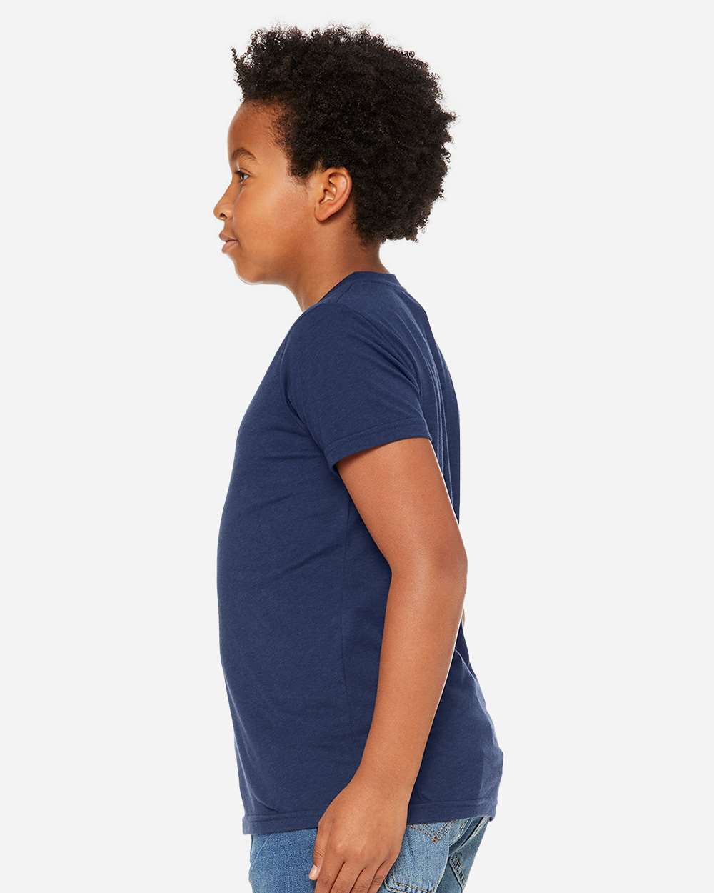 Youth Triblend Tee - OnModelSide - B13906063 - Solid Navy Triblend