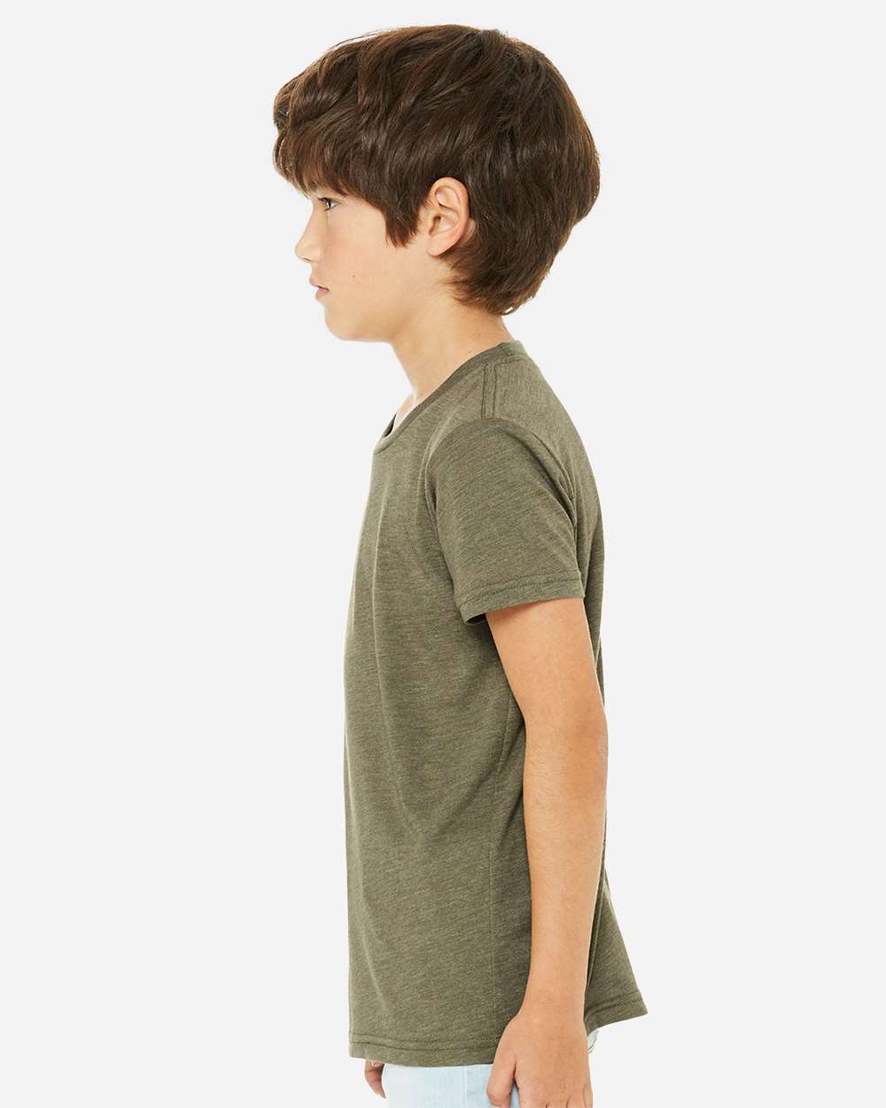 Youth Triblend Tee - OnModelSide - B13906103 - Olive Triblend