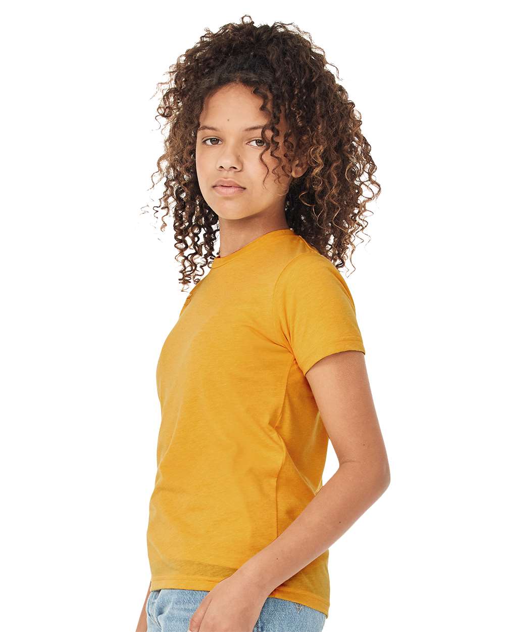 Youth Triblend Tee - OnModelSide - B13906123 - Mustard Triblend