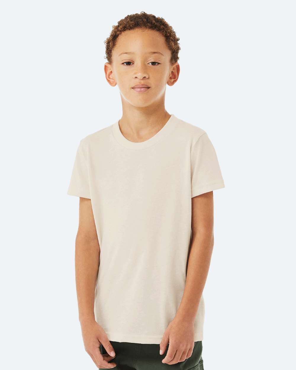 Youth Triblend Tee - OnModelSide - B13906293 - Solid Natural Triblend