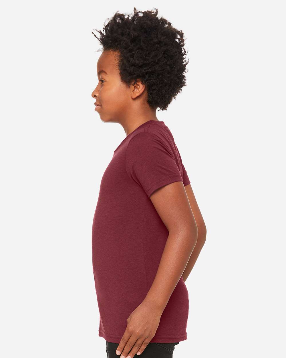 Youth Triblend Tee - OnModelSide - B13906533 - Maroon Triblend