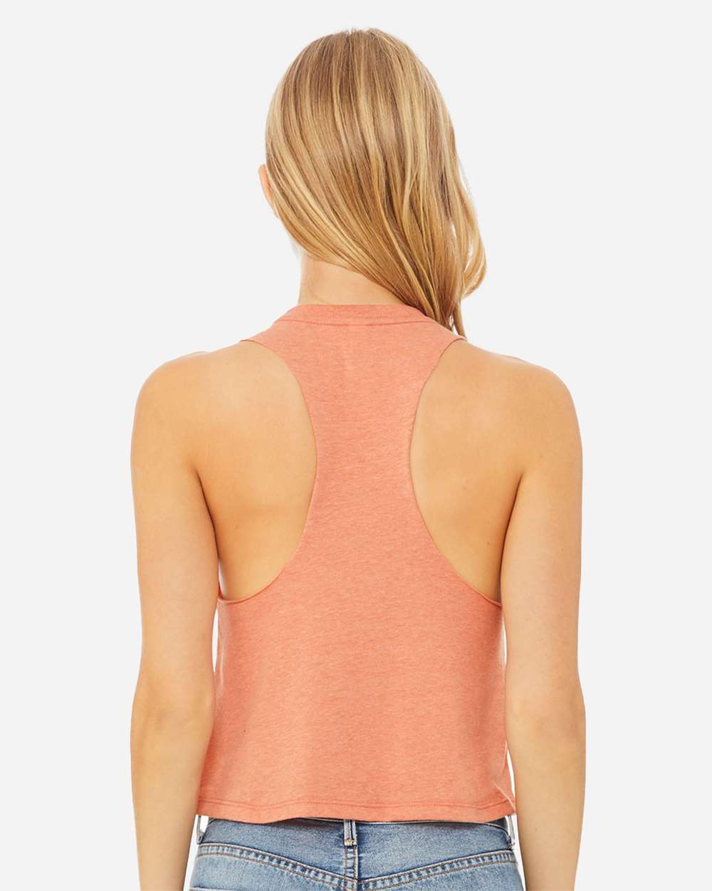 Women's Racerback Crop Tank - OnModelBack - B19206183 - Heather Sunset