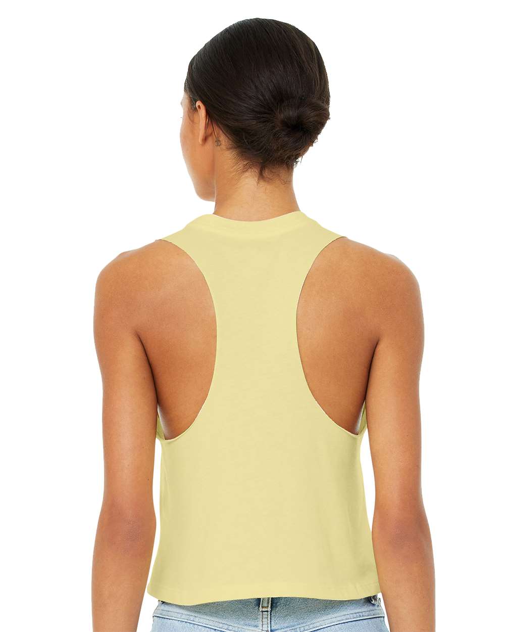 Women's Racerback Crop Tank - OnModelBack - B19206243 - Heather French Vanilla