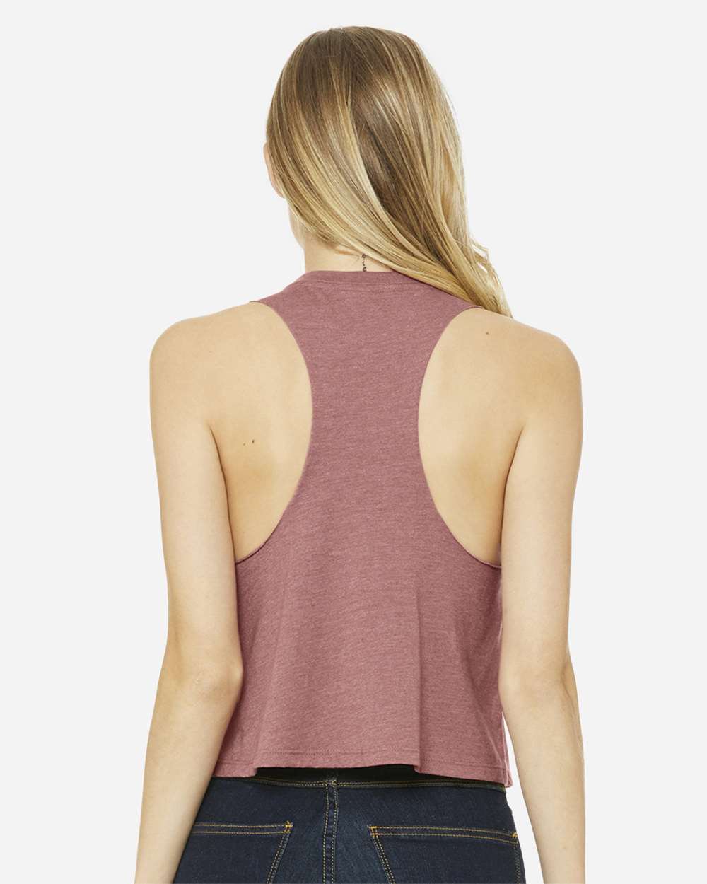 Women's Racerback Crop Tank - OnModelBack - B19206273 - Heather Mauve