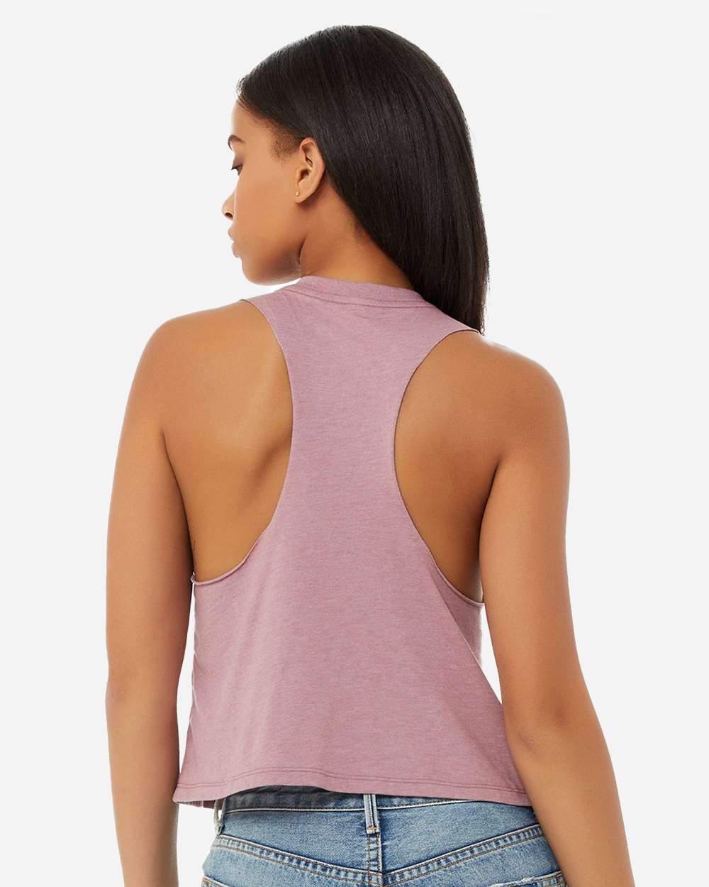 Women's Racerback Crop Tank - OnModelBack - B19206673 - Heather Orchid