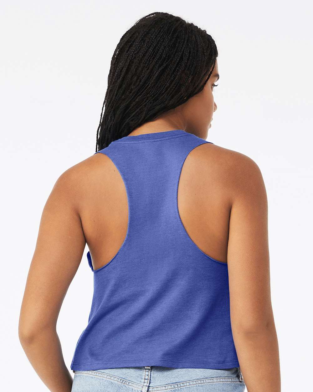 Women's Racerback Crop Tank - OnModelBack - B19206753 - Heather True Royal