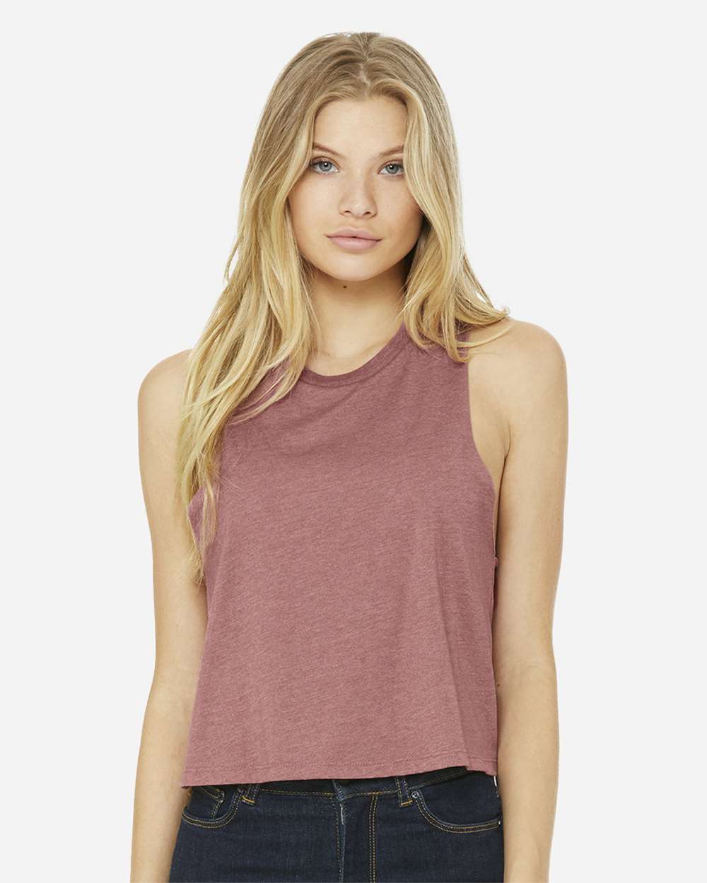 Women's Racerback Crop Tank - OnModelFront - B19206273 - Heather Mauve