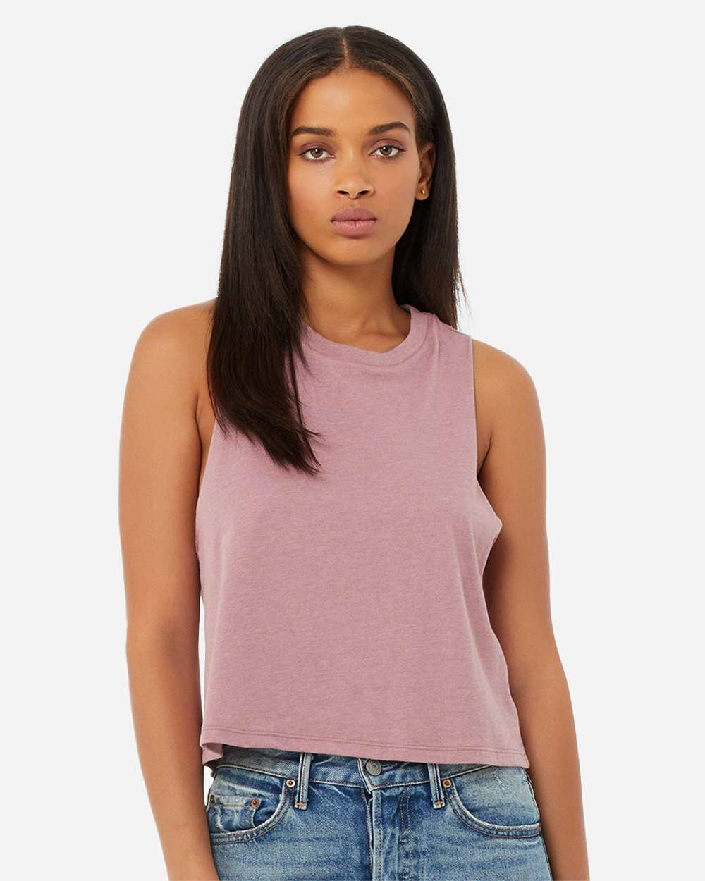 Women's Racerback Crop Tank - OnModelFront - B19206673 - Heather Orchid