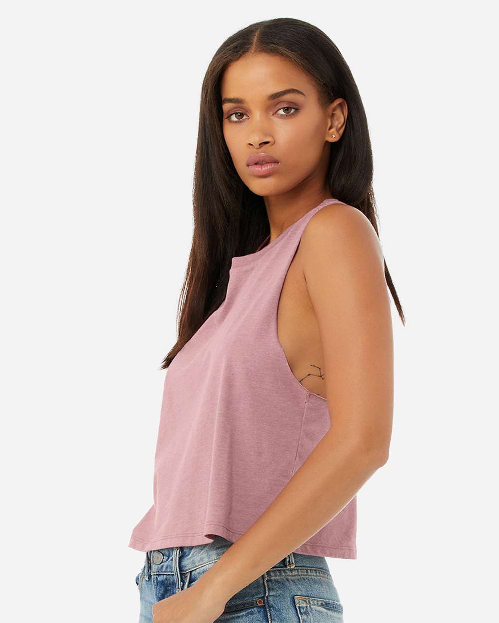 Women's Racerback Crop Tank - OnModelSide - B19206673 - Heather Orchid