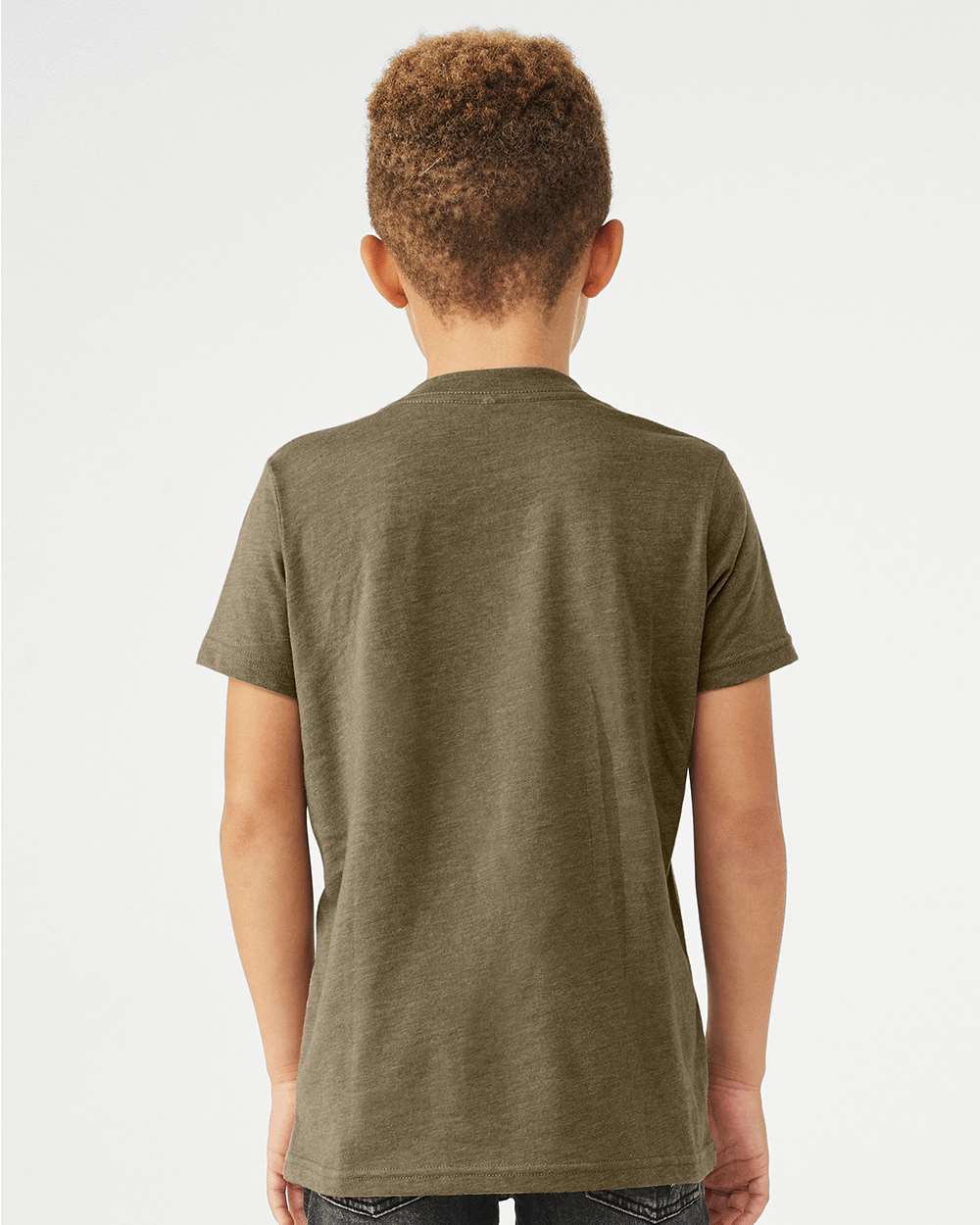 Youth CVC Jersey Tee - OnModelBack - B02806043 - Heather Olive