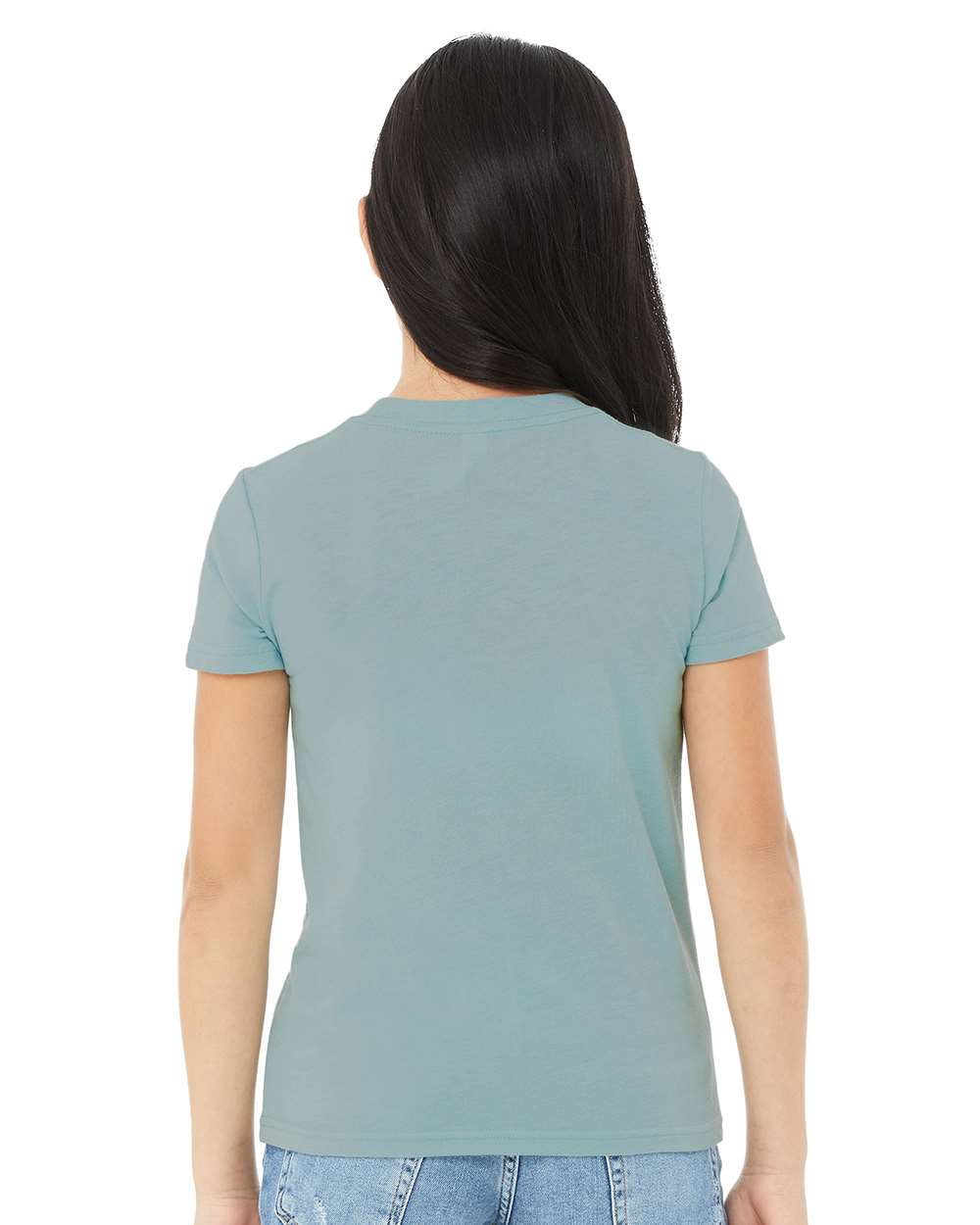 Youth CVC Jersey Tee - OnModelBack - B02806253 - Heather Blue Lagoon