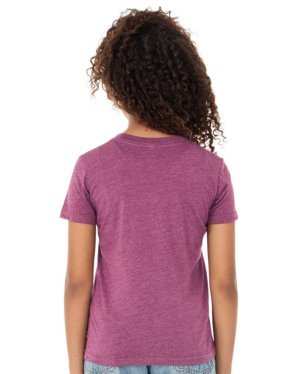 Youth CVC Jersey Tee - OnModelBack - B02806303 - Heather Magenta