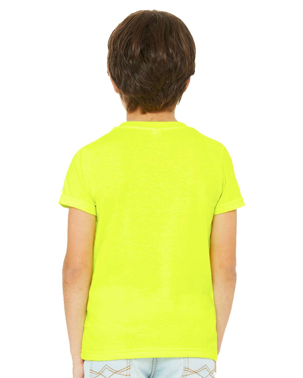 Youth CVC Jersey Tee - OnModelBack - B02806383 - Neon Yellow