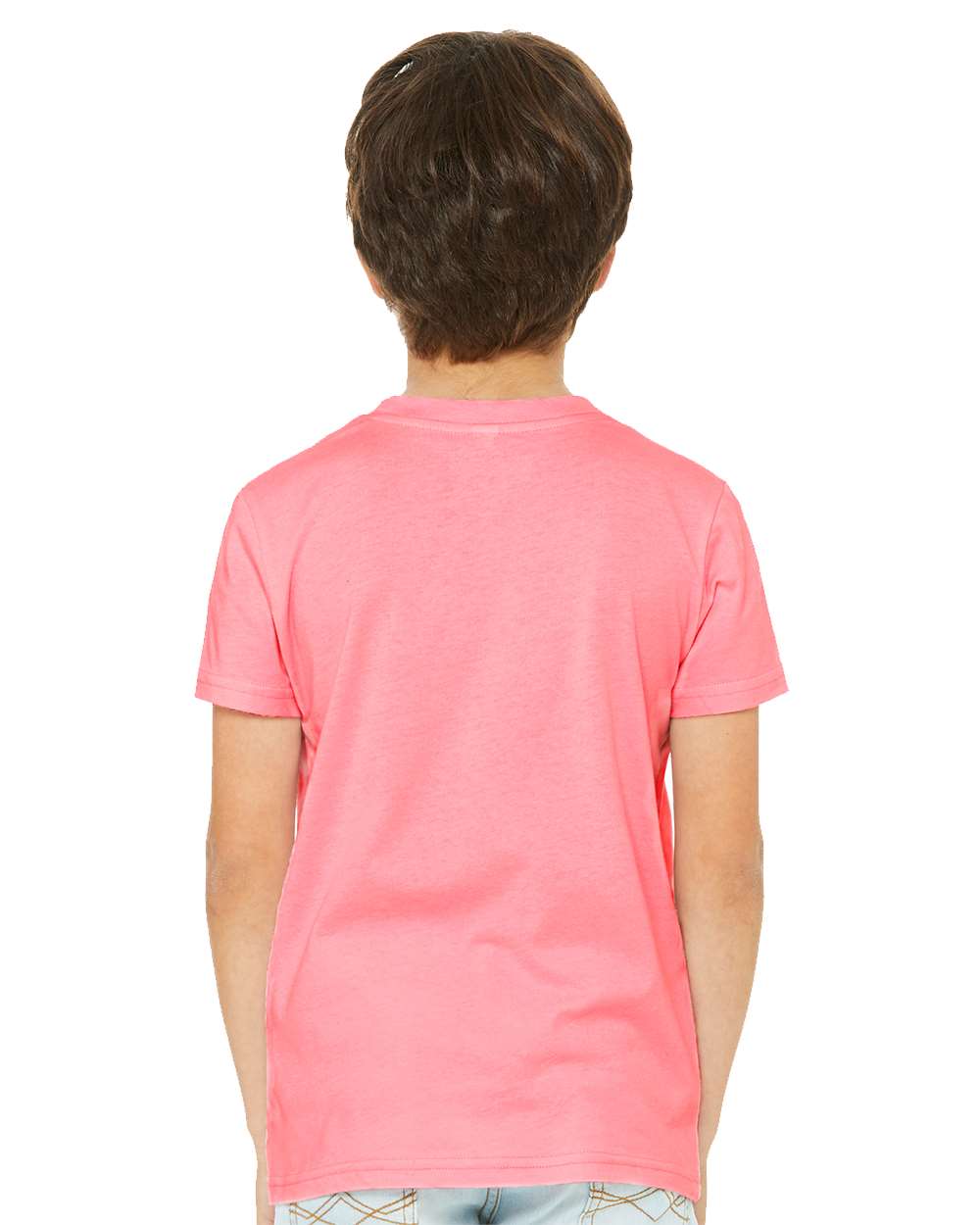 Youth CVC Jersey Tee - OnModelBack - B02806393 - Neon Pink