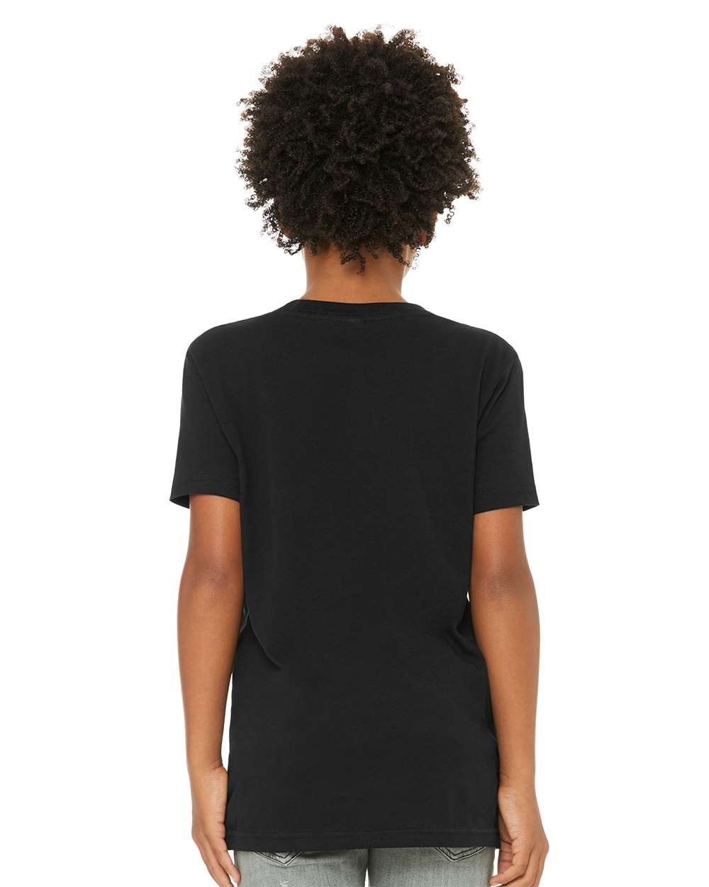 Youth CVC Jersey Tee - OnModelBack - B02806513 - Solid Black Blend