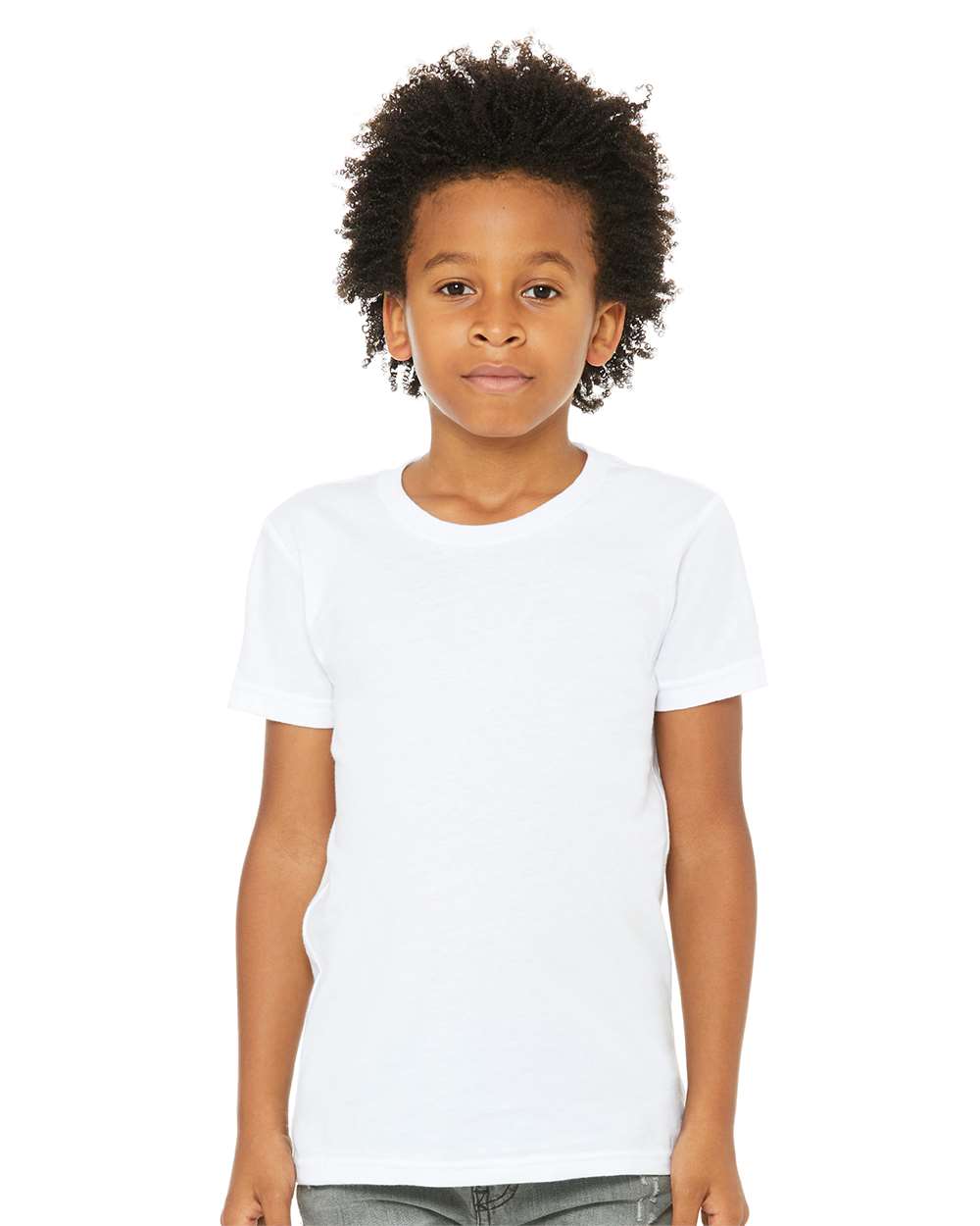 Youth CVC Jersey Tee - OnModelFront - B02806013 - Solid White Blend