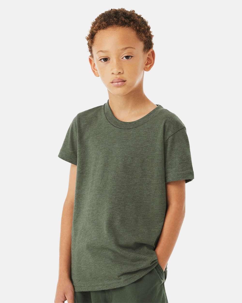 Youth CVC Jersey Tee - OnModelFront - B02806153 - Heather Military Green