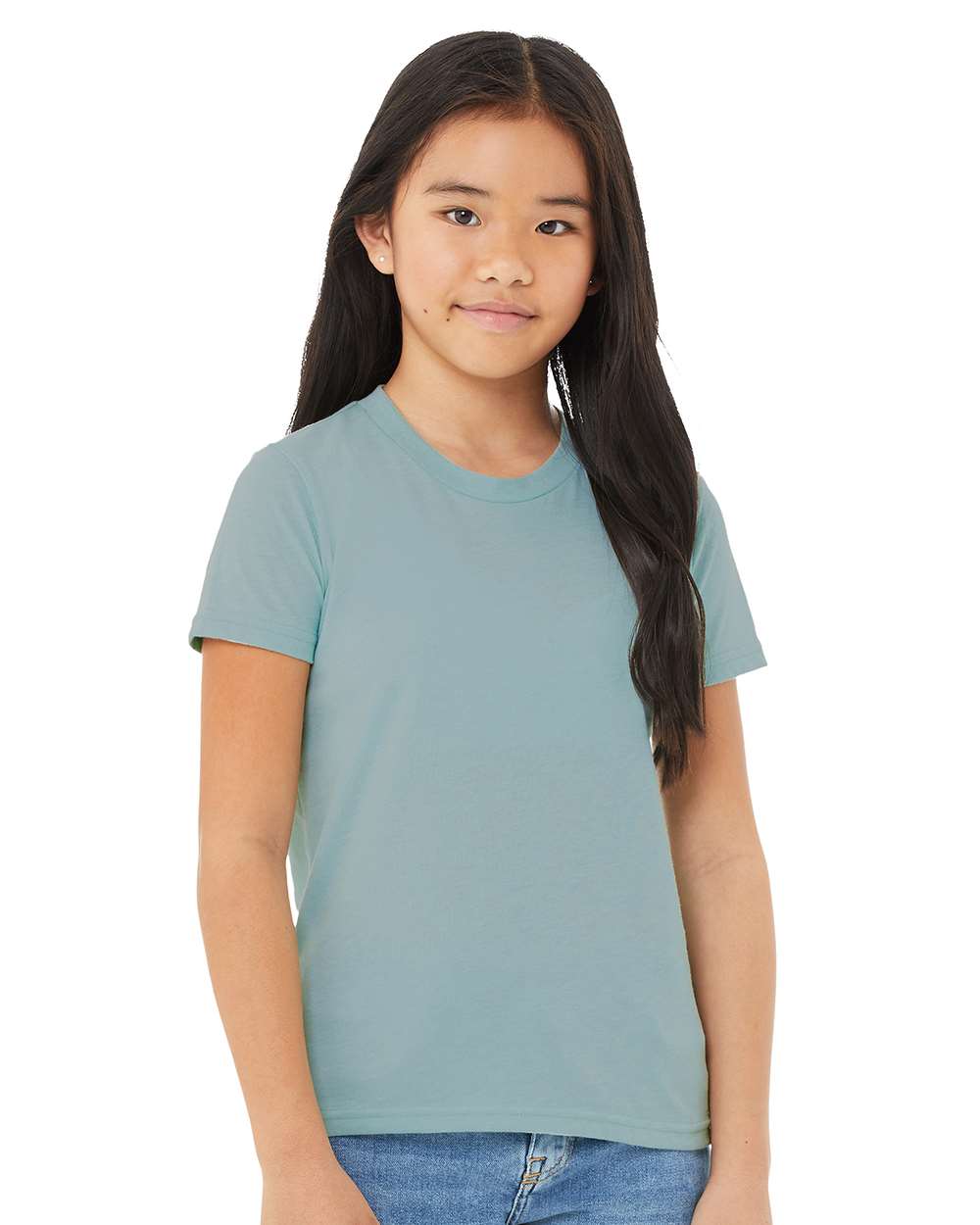 Youth CVC Jersey Tee - OnModelFront - B02806253 - Heather Blue Lagoon